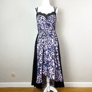 Koche Collective Purple Leopard Lace Drawstring Waist High Low Dress Size 32 XS